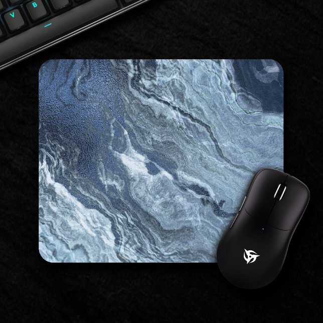 Crystalized Blue Agate | Dusty Slate Marble Stone Mousepad (Von Creator hochgeladen)
