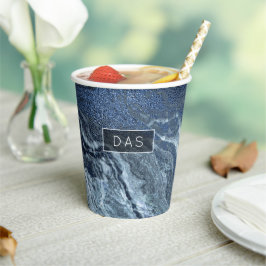 Crystalized Blue Agate | Dusty Slate Marble Stone Pappbecher