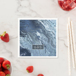 Crystalized Blue Agate | Dusty Slate Marble Stone Serviette