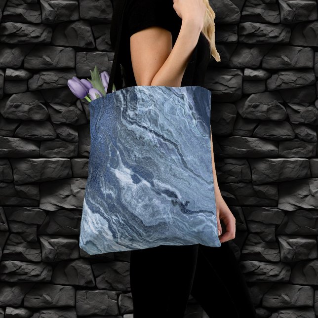 Crystalized Blue Agate | Dusty Slate Marble Stone Tasche (Von Creator hochgeladen)