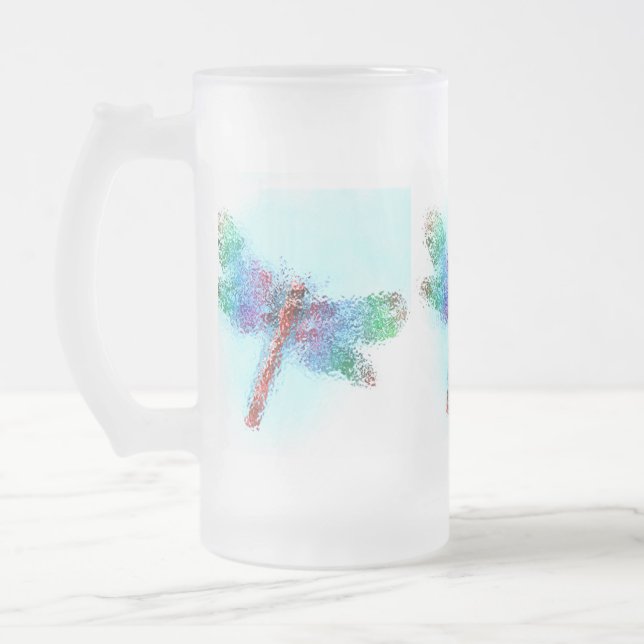 Crystalized Libelle (blau) Mattglas Bierglas (Links)