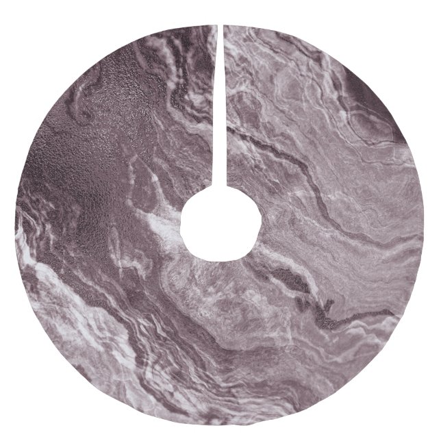 Crystalized Mauve Agate | Dusty Rose Rosa Marmor Polyester Weihnachtsbaumdecke (Vorderseite)