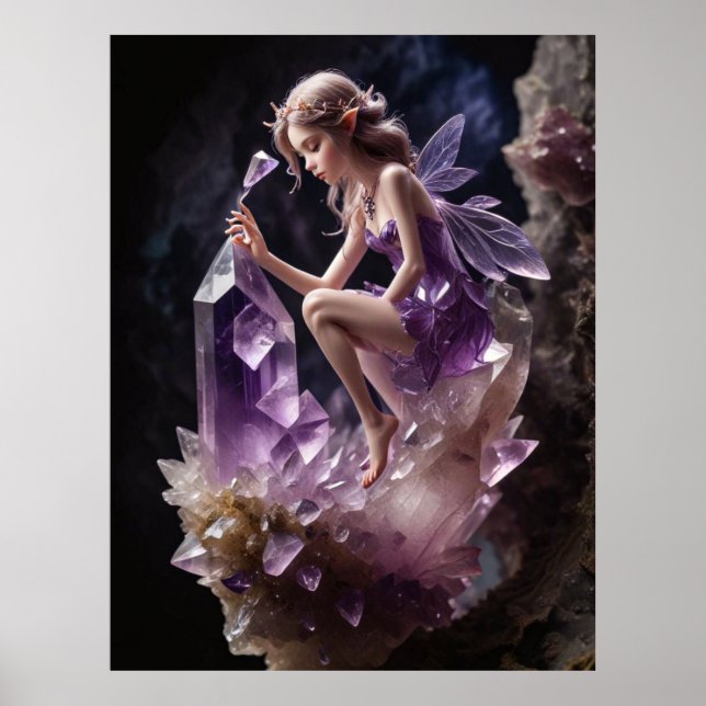 Crystals Amethyst Fairy Wall Art Poster (Vorne)