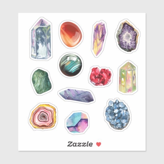Crystals Healing Stones Sticker Set (Feuille)