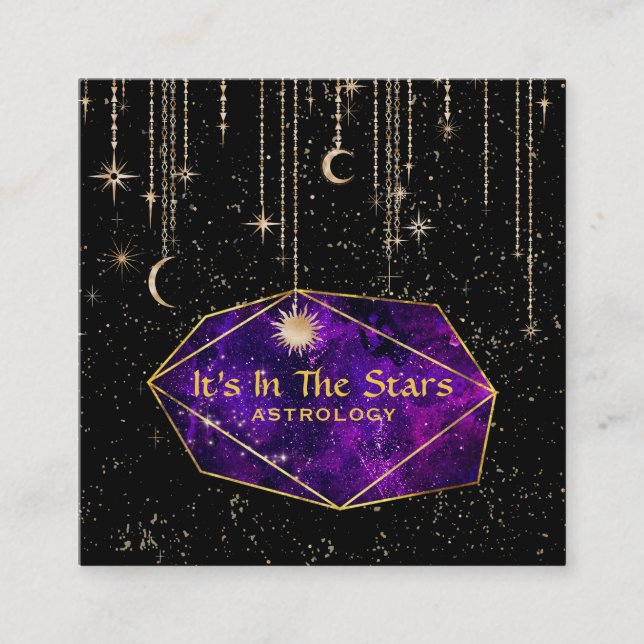 *~* Crystals Moon Sky Cosmos Astrologie Quadratische Visitenkarte (Vorderseite)