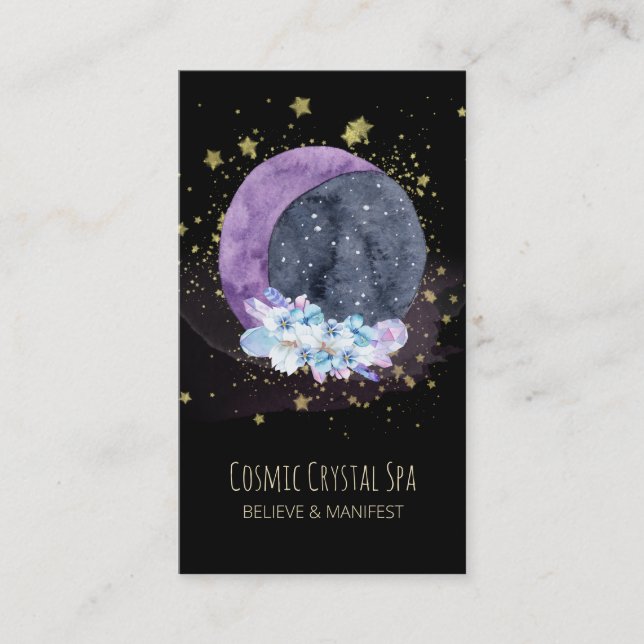 *~* Crystals Moon Sky Cosmos Stars Universum Visitenkarte (Vorderseite)