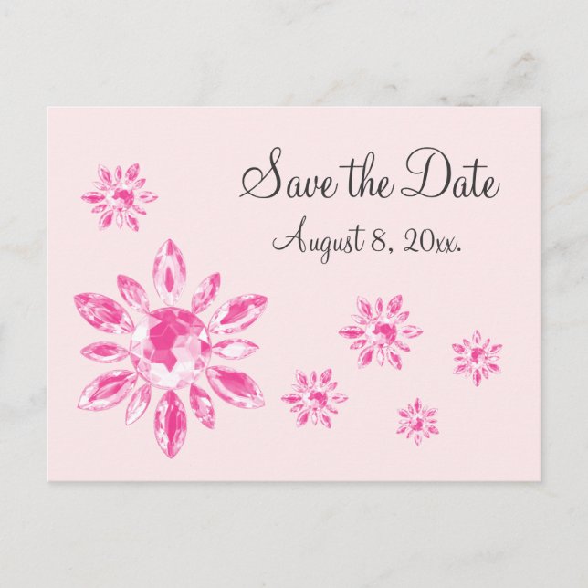 Crystal's Save the Date Postcard (pink) Ankündigungspostkarte (Vorderseite)