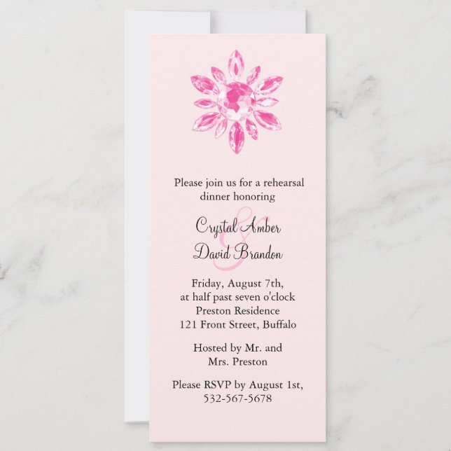 Crystal's Wedding Probe Dinner Einladung pink (Vorderseite)