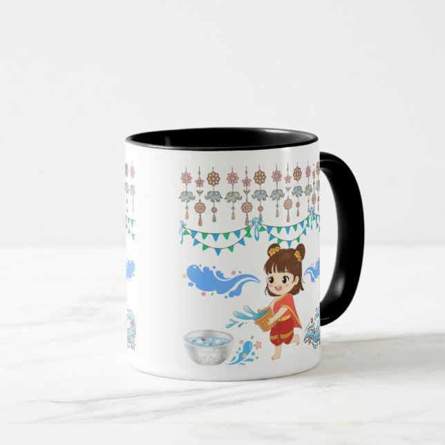 Crystalwasser-Feier schwarz & weiß Tasse (VorderseiteRechts)
