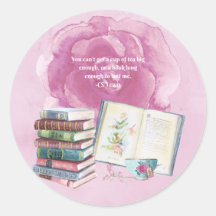 CS Lewis Tea & Book Quote Klassischer Round-Sticke