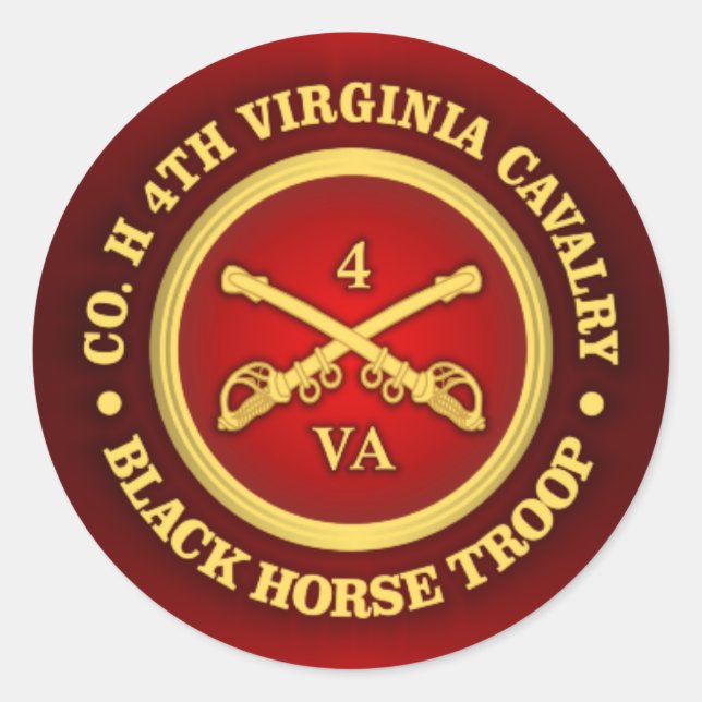 CSC -4. Virginia-Kavallerie (Schwarze Pferdetruppe Runder Aufkleber (Vorderseite)