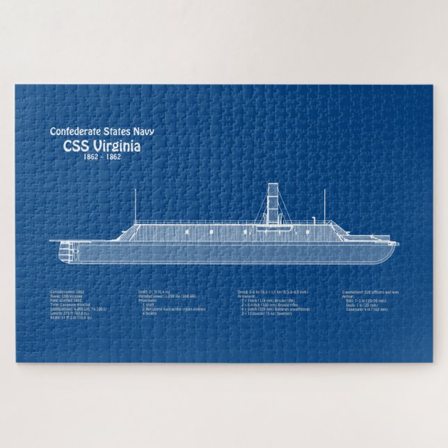 CSS Virginia - Pläne für den Schiffsbau ABD (Horizontal)