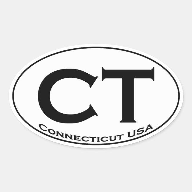 CT - Connecticut USA Oval Logo Ovaler Aufkleber (Vorderseite)