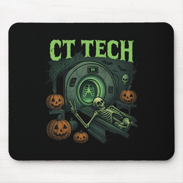 Ct Tech Skeleton Funny Halloween Mi Techniker Ra Mousepad (Vorne)