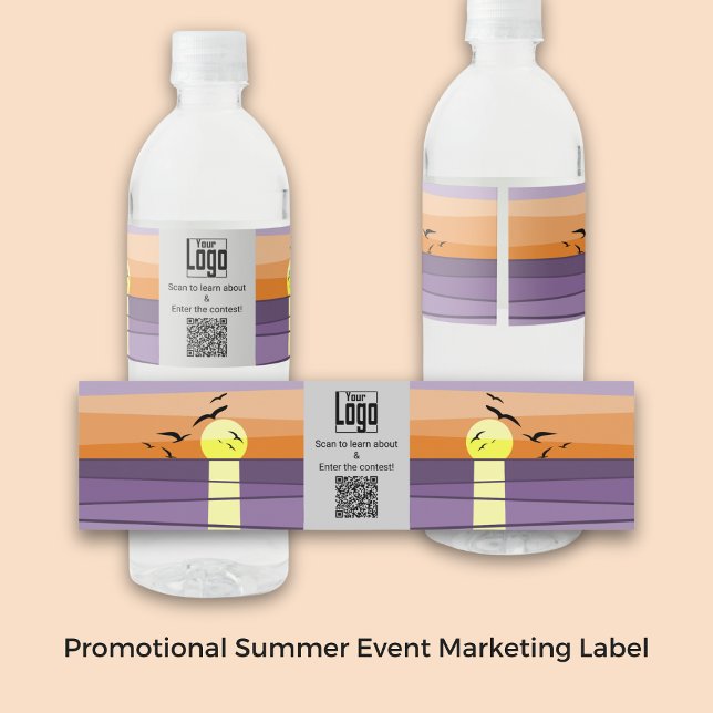 CTA QR-Logo für Sommerveranstaltungen im Rahmen de (Promotional Summer Event Marketing Logo CTA QR Water Bottle Label)