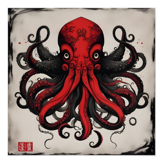 Cthulhu Asian Tinte Malerei Poster (Vorderseite)
