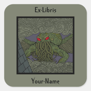 Cthulhu Buchzeichen Quadratischer Aufkleber