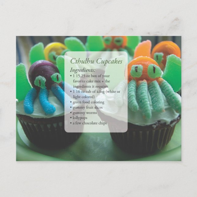 Cthulhu Cupcakes Rezept Karte Postkarte (Vorderseite)