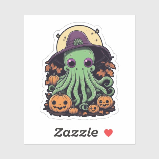 Cthulhu Halloween Madness - Kawaii Lila Hexe Aufkleber (Blatt)