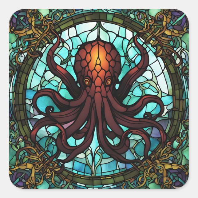 Cthulhu Hartglas Quadratischer Aufkleber (Vorderseite)