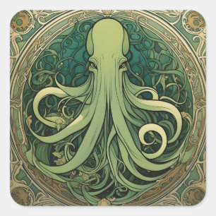 Cthulhu Jugendstil Quadratischer Aufkleber