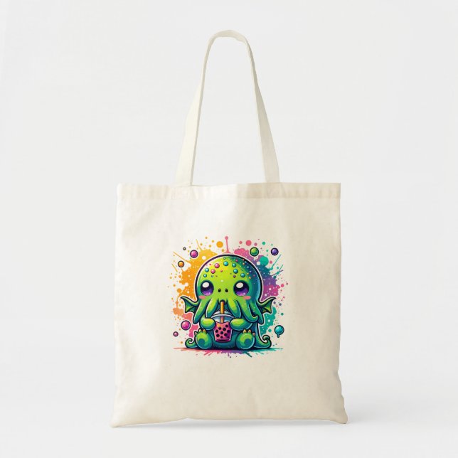 Cthulhu Kawaii Anime Alien Bubble Tea Tragetasche (Vorne)