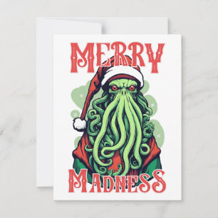 Cthulhu Père Noël Joyeux Regard de folie Carte XMA