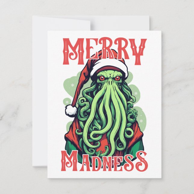 Cthulhu Santa's Merry Madness Blick XMAS Karte (Vorderseite)