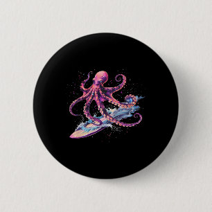 Cthulhu Surfer Tintenfisch Liebhaber Seeungeheuer  Button