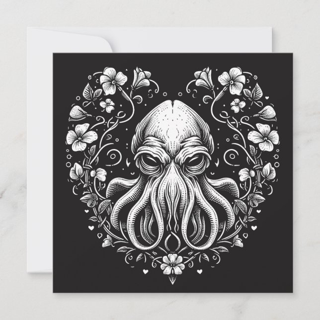 Cthulhu Valentine Lovecraft Horror Herz geformt Karte (Vorderseite)