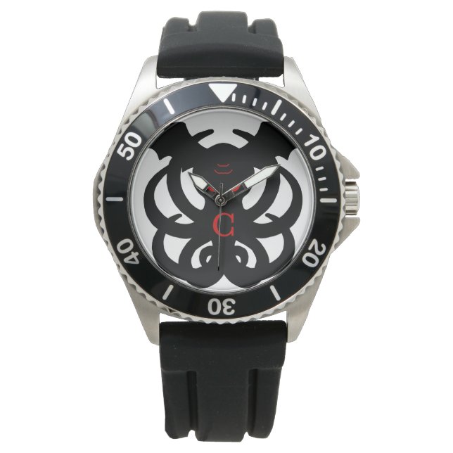 Cthulhu-Waffen (schwarz/rot) Armbanduhr (Vorderseite)