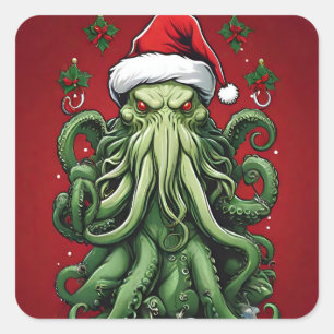 Cthulhus Yuletide Reign: Ein erschreckendes Weihna Quadratischer Aufkleber
