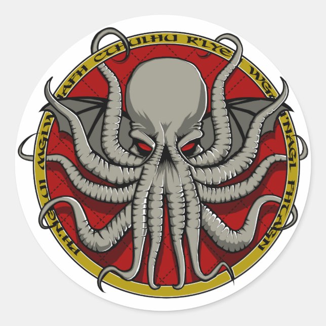 Cthulu Wappen Runder Aufkleber (Vorderseite)