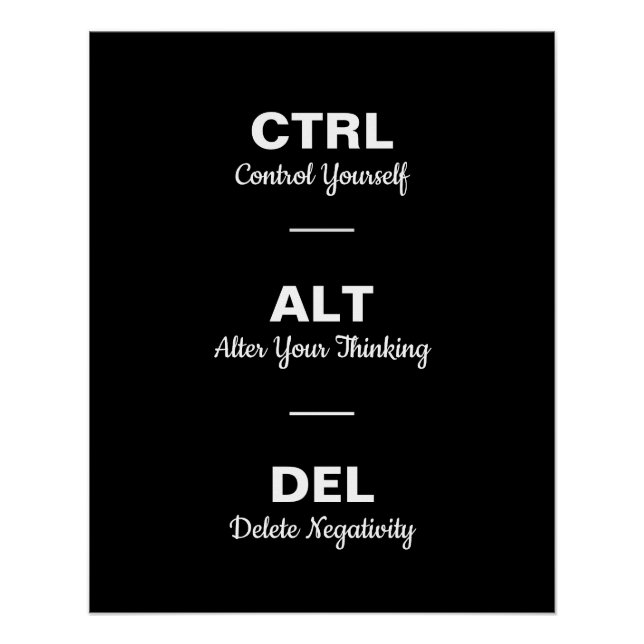 Ctrl Alt Del Motivationssprüche Zitat Poster (Vorderseite)