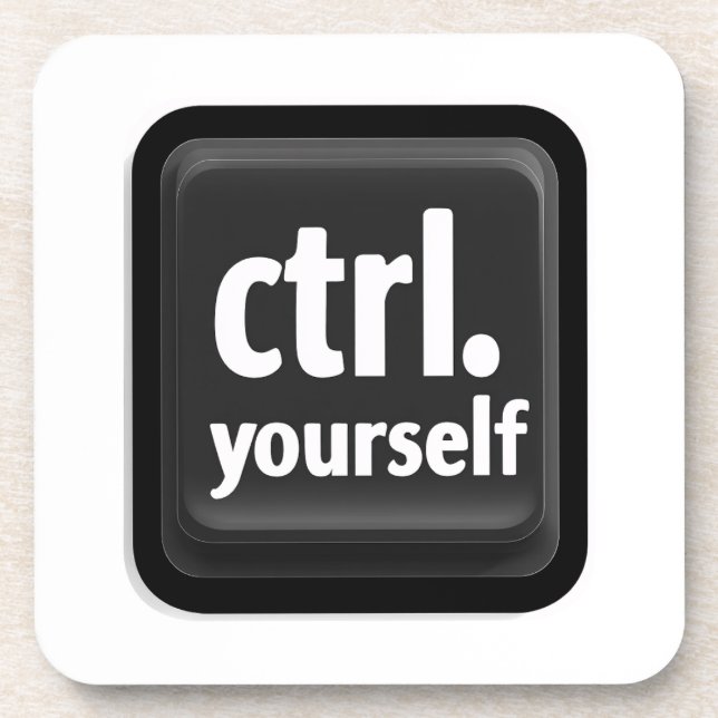 „Ctrl Yourself“-Tastendesign – Minimalistischer Mo Getränkeuntersetzer (Vorderseite)