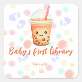 Cu-tea bubble tea tea - baby's first library quadratischer aufkleber
