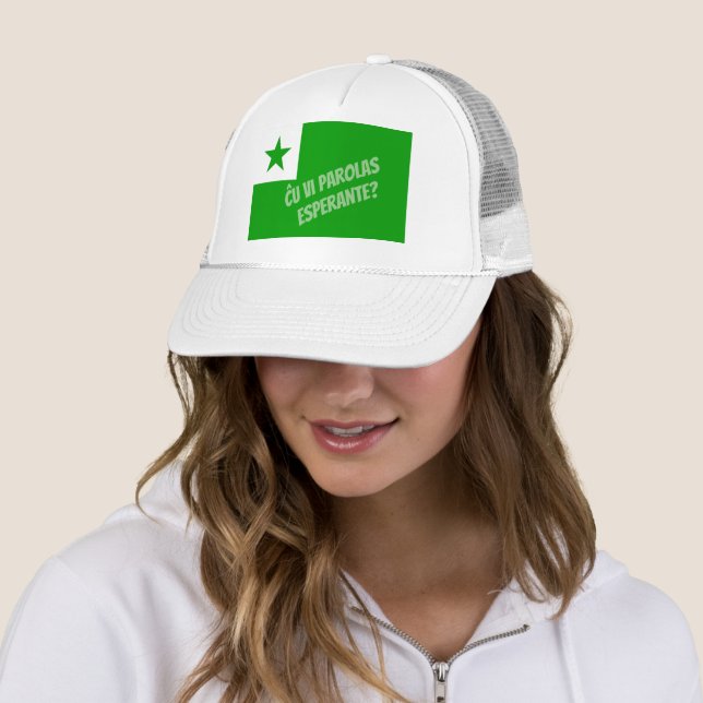 Ču vi parolas Esperante? Truckerkappe (Beispiel)