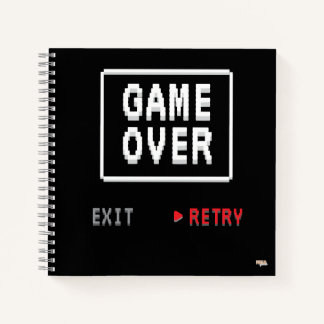 Cuaderno Game Over Retry Insert Coin Notizbuch