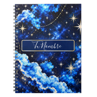 Cuaderno personalizado | Cielo estrellado azul y l Notizblock