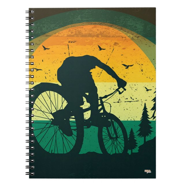 Cuaderno Retro Mountain Biking Adventure Sunset Notizblock (Vorderseite)