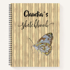 Cuaderno Sketchbook butterfly add name Notizbuch