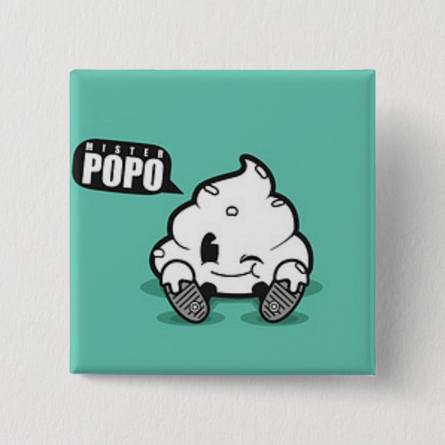 Cuadrado Knopf Herr Popo Button (Vorderseite)