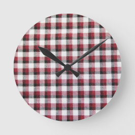 Cuadrille Rot Weiß und Schwarz Stil Runde Wanduhr
