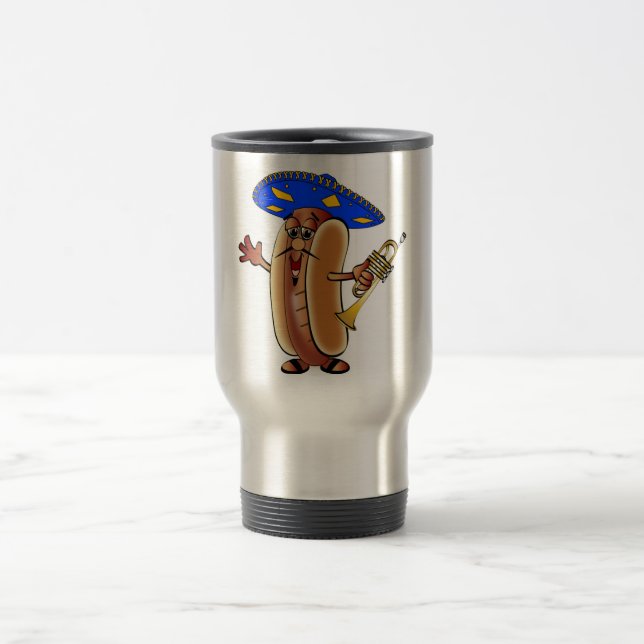 Cuauhs heißer Hund-O Cartoon-Mariachi-Hotdog in so Reisebecher (Mittel)