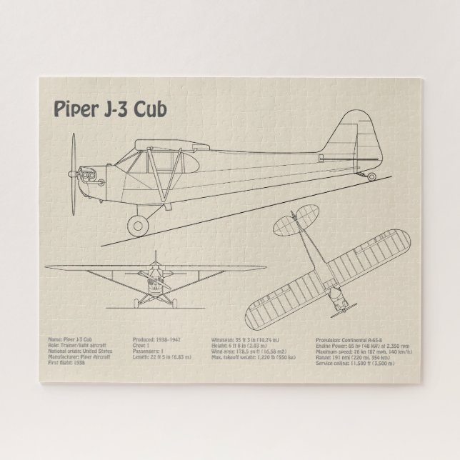 Cub Airplane - Airplane Blueprint Plans SD (Horizontal)