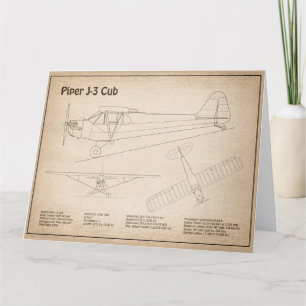 Cub Airplane - Airplane Blueprint Plans SD Dankeskarte