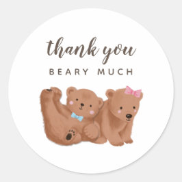 Cub Bear Gender Reveal Party Runder Aufkleber