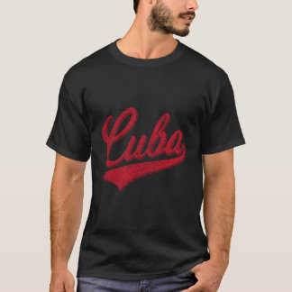 Cuba Baseball Varsity Script Sports Jersey Style T-Shirt