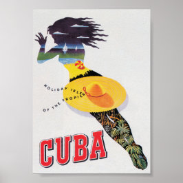 Cuba Beach Vintage Travel Poster