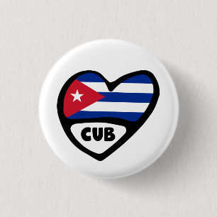 Cuba Country Code Flag Heart Pin Badge Button